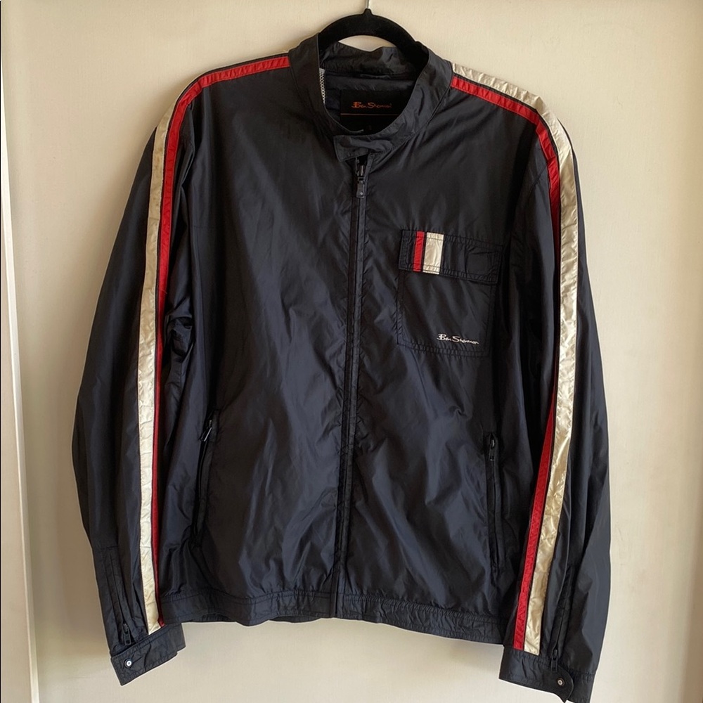 Ben Sherman Navy and Red Windbreaker with Racing Stripes